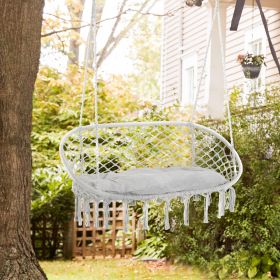 2-Person Hammock Chair Macrame Swing with Soft Cushion