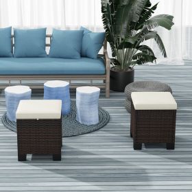 2 Piece Outdoor Ottomans with Cushions