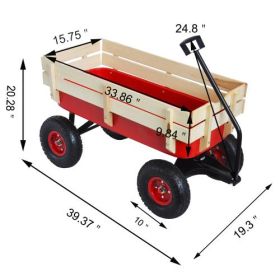 Outdoor Sports Tools Wooden Side Panel Pneumatic Tire Wheelbarrow