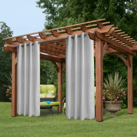Greyish White Grommets On Top And Bottom, Privacy Curtain Panel For Patio Porch Gazebo Cabana - 50 In. W X 120 In. L