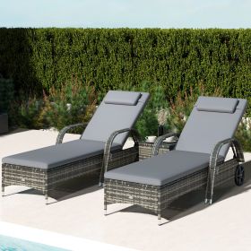Patio Chaise Lounge Chair Set of 2 with Table