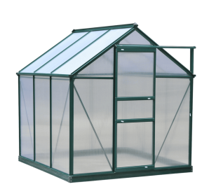 Walk In Greenhouse 6 X 6 X 7 Aluminum Polycarbonate Portable Garden Greenhouse With Rooftop Vent   UV-Resistant Walls Dark Green