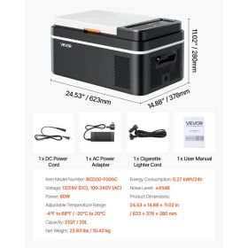 Car Refrigerator, DC 12/24V AC100-240V Compressor Electric Cooler, -4°F To 68°F Car Fridge With APP Control, 21 QT Cars Freezer For RVs, Campsite