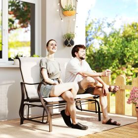 2-Person Outdoor Glider Bench，Patio Glider Loveseat Chair with Powder Coated Frame，2 Seats Porch Rocking Glider for Backyard