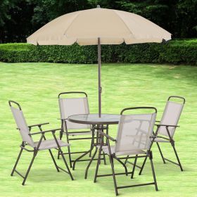 6 Piece Patio Dining Set for 4 with Umbrella