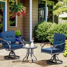 3 Piece Outdoor Patio Bistro Set with 2 360-Degree Swivel Rocking Chairs