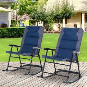 2 Piece Outdoor Patio Furniture Set with 2 Folding Padded Rocking Chairs