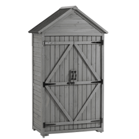 Outdoor Storage Cabinet, Garden Wood Tool Shed, Outside Wooden Shed Closet With Shelves And Latch For Yard 39.56x 22.04x 68.89