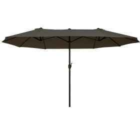 Outsunny 15ft Double-Sided Patio Umbrella Outdoor Market Extra Large Gray with Crank for Deck Lawn Backyard Pool