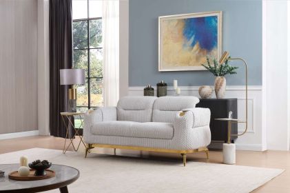 Zoe Modern style Loveseat made with wood and Gold accents in Gray same as B009P303214 (G is CA inventory, B is NJ inventory)