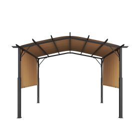 12x10 ft Outdoor Retractable Pergola with Canopy Arched Top Metal Patio Pergola
