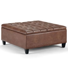 Harrison - Coffee Table Storage Ottoman - Distressed Umber Brown