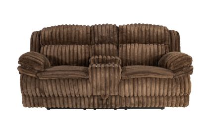 Living Room Contemporary Chocolate Corduroy 1pc Motion Loveseat w Console Storage Box Reclining Couch
