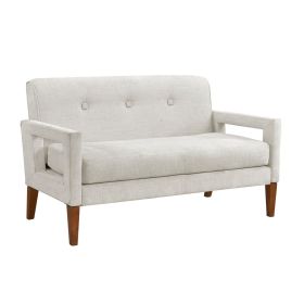 Modern Living Room Furniture Loveseat Beige Chenille Upholstery Pocket Coils Solid Wood Legs Furniture 1pc