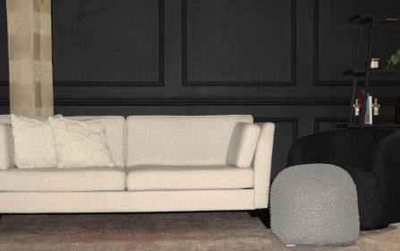 SEMI-Rounded Pouf - Cable Knitted - Handmade - Perfect Seating for Children and Adults - Footrest for Living Room or Bedroom - 100% Cotton Pouf (