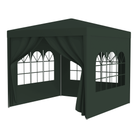 10'x10' Party Tent Outdoor Heavy Duty Gazebo Wedding Canopy + 4 Removable Walls ,Green
