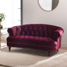 La Rosa Victorian Chesterfield Loveseat, Burgundy Velvet