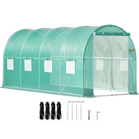 VEVOR Walk-in Tunnel Greenhouse, 14.8 x 6.6 x 6.6 ft Portable Plant Hot House w/ Galvanized Steel Hoops, 1 Top Beam, Diagonal Poles