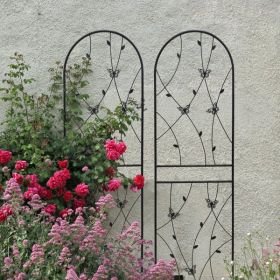 4 Pack Metal Garden Trellis 71" x 19.7" Rustproof Trellis for Climbing Plants Outdoor Flower Support Butterfly Deco Black
