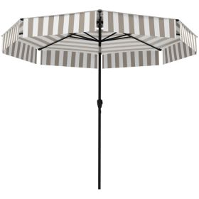 8.6FT Patio Umbrella, UPF 30+ Outdoor Market Umbrella, 2-Tier Vented Patio Table Umbrella with Crank 8 Ribs