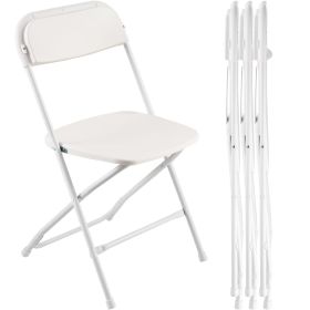 VEVOR 4 Pack Folding Chairs, Foldable Plastic Chairs with Heavy Duty Metal Frame, Portable Folding Card Table Chairs