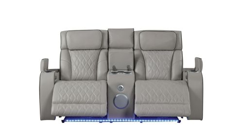 Fortuner Modern Style Upholstery Recliner Loveseat Made with Wood & Massage Function Included-Gray