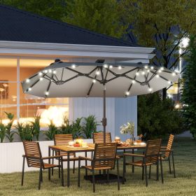 Double-sided Outdoor Patio Umbrella with Solar Lights and Base