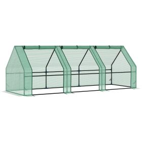Portable Greenhouse 9'L X 3'W X 3'H Large Zipper Doors UV Resistant PE Cover Green Mini Outdoor Plant House
