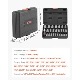 Screw Extractor Set, 27 Pieces Hex Head Multi-Spline Easy Out Bolt Extractor Tool, With Adapters, Solid Storage Case, Cr-Mo Steel Stripped Bolt R (Option: Black)