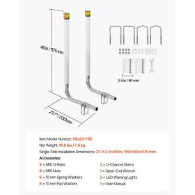 Boat Trailer Guide, 46 In With LED Light Trailer Guide Poles, 2PCS High-Hardness Steel Guide-Ons, Wide Adjustable Trailers Guides With PVC Pipes, (Option: Black)