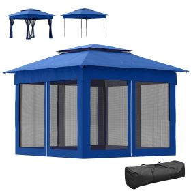 Outdoor Patio Pop Up Canopy Gazebo Shelter with Zipper Netting, Carry Bag, 11' x 11', Blue (Option: Blue-250x210x1190 mm)