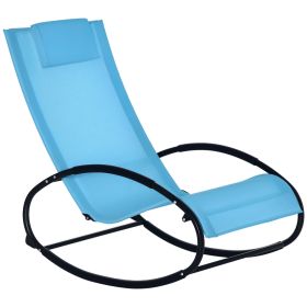 Pool Lounger, Outdoor Rocking Lounge Chair for Sunbathing, Pool, Beach, Porch with Pillow and Cool Mesh, Sun Tanning Rocker, Sky Blue (Option: Sky Blue-920x480x80 mm)
