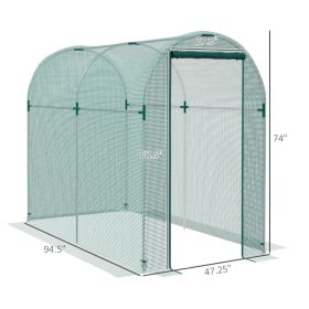 Outsunny Galvanized Steel Crop Cage, Plant Protection Tent With Zippered Door, (Option: Green and Silver)