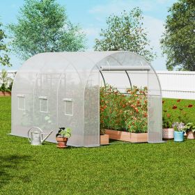 Walk-in Tunnel Greenhouse 9.58x6.43x6.23ft Galvanized Frame PE Cover White (Option: White)