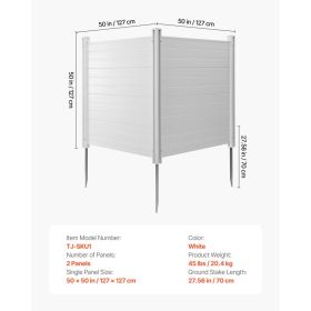 2 Panels Outdoor Privacy Screen, 50 X 50 In Air Conditioner Fence With 27.6 In Ground Stakes, Pool Equipment Enclosure, Horizontal Vinyl Privacy (Option: Black)