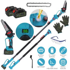 Extendable Cordless Pole Saw (5.3-7.4FT, Reach 13FT), 2-in-1 Handheld Chainsaw with ±90° Adjustable Head, Brushless Motor for High Tree Limbs Tri (Option: AS PIC)