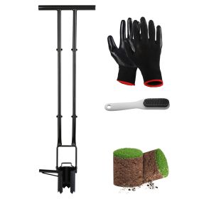 1Set 5 In 1 Bulb Planter Tool Long Handle Gardening Bulb Transplanter With Gloves Brush Serrated Base Dual Pedal Digging Holes To Plant Tulips Ir (Option: Black)