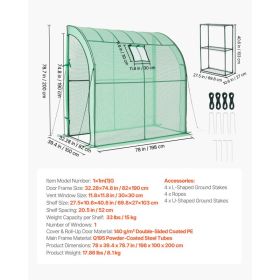 Walk-in Green House, 78 X 39.4 X 78.7 In, Greenhouse With Shelves, High Strength PE Cover With Zipper Door And Steel Frame, Assembly In Minutes, (Option: Black)
