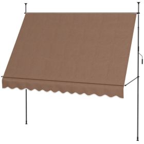 10' x 4' Manual Retractable Awning, Non-Screw Patio Awning, UV Resistant, for Window or Door, Coffee (Option: Coffee-1190x165x150 mm)