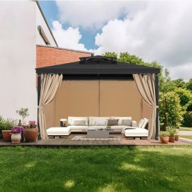 Outdoor Gazebo Privacy Curtain 12' X 10' X 7.3' Waterproof Gazebo Curtains Khaki (Option: Brown)