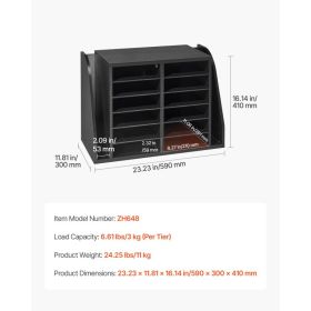 Literature Organizer, 12 Compartments Office Mailbox With Side Vertical Storage, Wooden Mailbox Sorter Made Of Particle Board, Countertop Office (Option: Black)