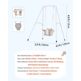 Toddler Swing And Jumper, 2 In 1 Swing Set And Bouncer, Soft Cushion With Foldable A-Frame Metal Stand, Heavy-Duty Thick Ropes, Easy To Install A (Option: Black)