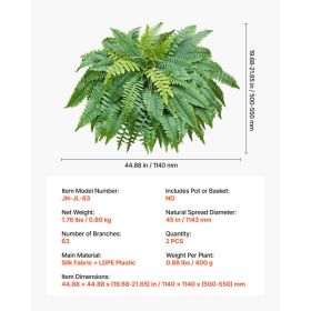 Artificial Ferns, 45 Inch Fake Boston Fern Bush Plant With 63 Fronds, Faux Greenery For Indoor/Outdoor Decor, Silk & LDPE, Suitable For Home Porc (Option: Black)