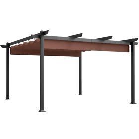 13' x 13' Aluminum Retractable Pergola Canopy, Outdoor Pergola for Garden, Patio, Backyard, Deck, Brown (Option: Brown-1990x390x230 mm)