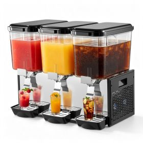 Commercial Beverage Dispenser 3 Tanks 18 L / 19 QT Per Tank, Stainless Steel Juice Dispenser, Ice Tea Drink Machine With 45℉ To 54℉ Cooling Tempe (Option: Default)