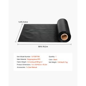 Weed Barrier Fabric Heavy Duty, 1.4x50FT 3.2oz Landscape Fabric, Woven Weed Blocker Fabrics, Garden Fabrics Weeds Barrier, Weeds Control Ground C (Option: Black)