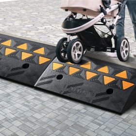 Rubber Curb Ramp 2 Pack, 4.3' Rise Height Heavy-Duty 33069 Lbs/15 T Capacity Threshold Ramps, Driveway Ramps With Stable Grid Structure For Cars, (Option: Black)