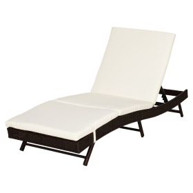 Patio Chaise Lounge, Pool Chair with 5 Position Adjustable Backrest & Cushion, Outdoor PE Rattan Wicker Sun Tanning Seat, 78.75" x 28" x 35", Co (Option: Coffee-1030x330x620 mm)