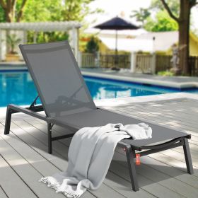 Chaise Lounge Chair Outdoor Patio Lounge Chair With Adjustable 5-Position (Option: Grey)