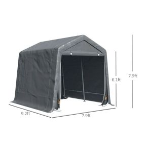 Garden Garage Storage Tent, Metal Frame Bike Shed W Zipper Doors (Option: Dark Grey)
